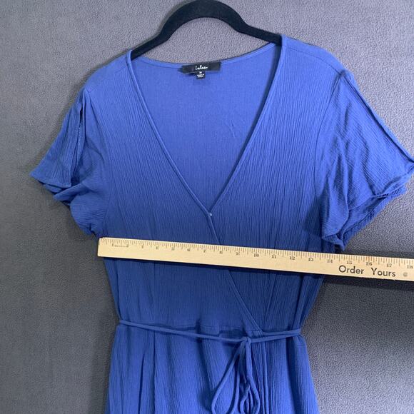 Lulu's Dress M Heart Of Marigold Wrap Denim Maxi Gauzy Rayon Flowy Minimalist - Picture 4 of 14